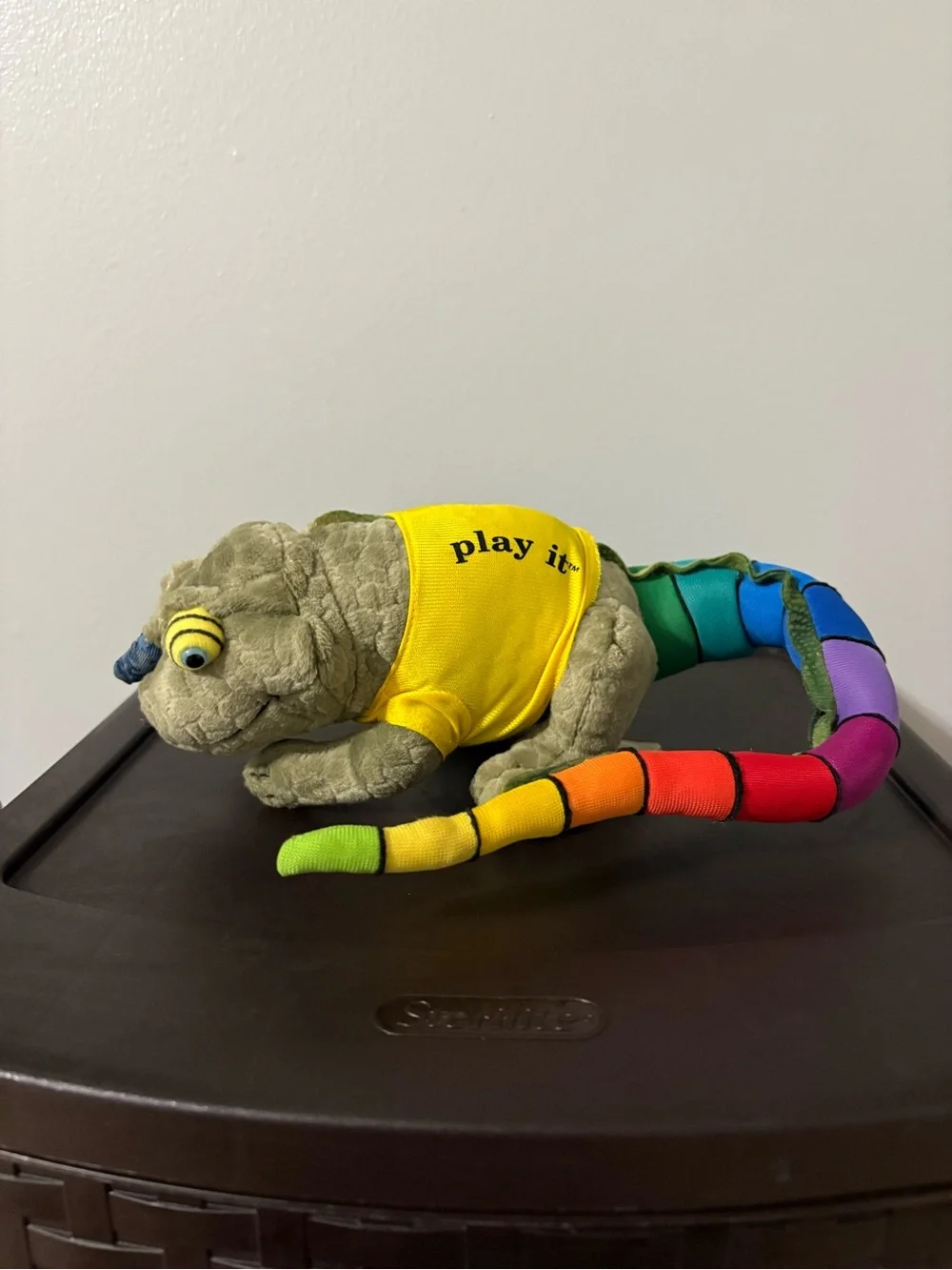 Play It Plush Chameleon in Yellow Shirt with Rainbow Tail